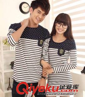 T恤 520#新款男女情侶裝韓版圓領(lǐng)短袖T恤打底修身圓領(lǐng)班服