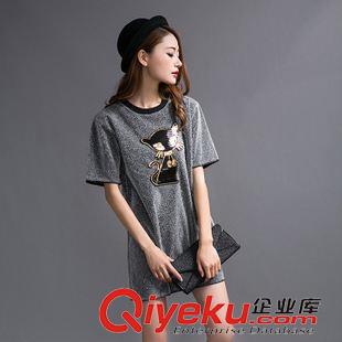 連衣裙 夏季連衣裙秋寬松顯瘦不挑人 時尚萌趣貓咪圖案亮片裙子原始圖片3
