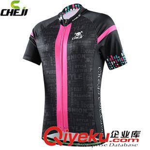 騎行短套裝 CHEJI骷髏暗紋自行車夏季騎行服 女短套裝單車透氣裝備騎行褲服裝原始圖片2
