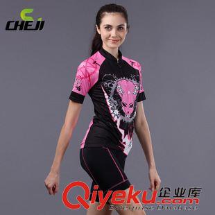 騎行短套裝 CHEJI菲依雅女款短袖騎行服套裝 夏季山地自行車裝備 短上衣短褲