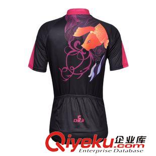 騎行短套裝 cheji鯉躍黑色個(gè)性騎行服短袖套裝 女春夏排汗透氣單車衫正品批發(fā)原始圖片2