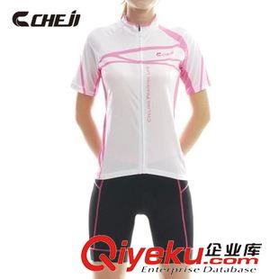 騎行短套裝 cheji新款逸彩飛揚粉色騎行服短袖套裝女春夏季吸濕透氣zp訂做