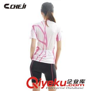 騎行短套裝 cheji新款逸彩飛揚粉色騎行服短袖套裝女春夏季吸濕透氣zp訂做原始圖片3