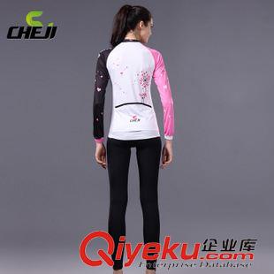 騎行長套裝 CHEJI蒲公英長袖騎行服套裝 女粉紅色自行車服 公路騎行裝備上裝