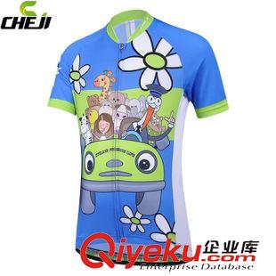 騎行童裝 CHEJI卡通出游藍色兒童騎行服套裝 男女夏季童裝自行車服戶外運動原始圖片2