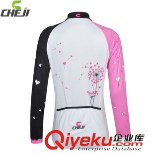 騎行服單件上衣 Cheji蒲公英長袖騎行服上衣 女粉紅色自行車服 公路騎行裝備上裝原始圖片2