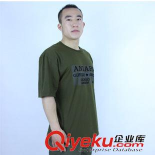 軍迷夏裝 2015夏季外軍綠圓領(lǐng)植絨男式短袖t恤 軍迷半袖t恤 廣告衫定制原始圖片2