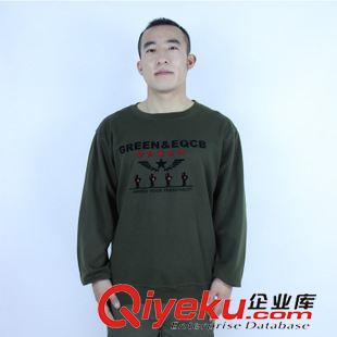 促銷熱賣 春秋款外軍綠65:35滌棉圓領(lǐng)低價(jià)男裝長袖t恤 軍迷綠色長袖秋衣原始圖片3