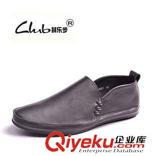 2015新款男鞋 2015新款真皮外貿(mào)休閑男鞋 廣州品牌套腳懶人鞋子 牛皮縫線潮皮鞋原始圖片2