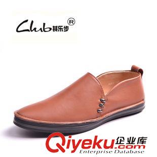 2015新款男鞋 2015新款真皮外貿(mào)休閑男鞋 廣州品牌套腳懶人鞋子 牛皮縫線潮皮鞋原始圖片3