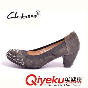 透氣鞋 特價促銷磨砂真皮鉚釘女鞋 中跟女式牛皮圓頭單鞋外貿(mào)品牌舒適鞋原始圖片3