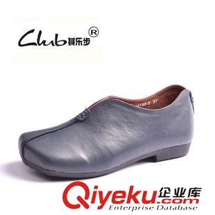 媽媽鞋 2015秋冬新款真皮潮女鞋 廣州外貿方頭低跟復古女單鞋 平底女士鞋原始圖片2