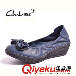 媽媽鞋 2015秋季新款真皮廣州女鞋批發(fā) 歐美外貿(mào)品牌蝴蝶結(jié)單鞋 坡跟鞋子原始圖片2