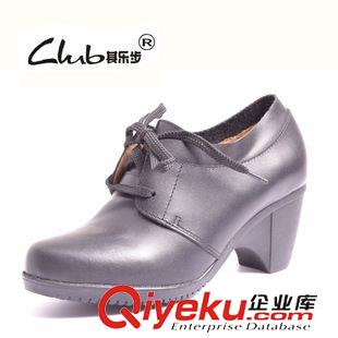 工作鞋 秋新款真皮廣州女鞋 歐美外貿(mào)女式粗跟單鞋 品牌高跟職業(yè)牛皮鞋子原始圖片2