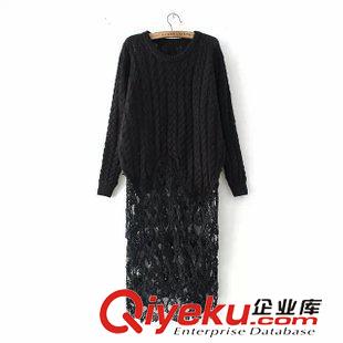 針織衫、毛衣 廠家直銷 2015新款女裝韓版下擺蕾絲拼接連體毛衣女 打底衫女原始圖片3