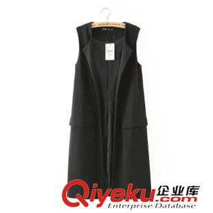 女式馬甲 2015夏季新款 歐美風(fēng)時尚中長款氣質(zhì)馬甲圓領(lǐng)馬夾外套女原始圖片3