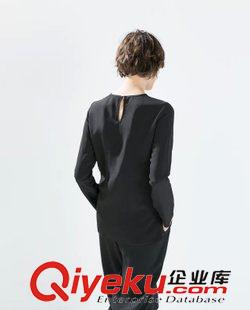 女式襯衫 2015秋裝新款女裝歐美風(fēng)拼色條紋長(zhǎng)袖圓領(lǐng)襯衣上衣現(xiàn)貨批發(fā)原始圖片3