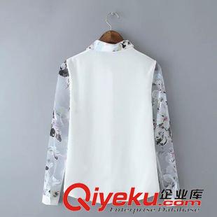 女式襯衫 供應(yīng)2015夏季新款時尚女裝歐根紗拼接雪紡長袖襯衫百搭打底上衣原始圖片3