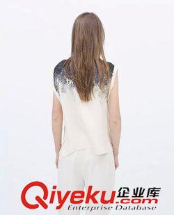 女式T恤 歐洲站2015夏季新款歐美時尚定位印花圓領無袖寬松上衣女式T恤