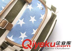 原單貨 JN2015夏雙肩包女帆布韓版潮五角星印花休閑背包中學生書包旅行包原始圖片2