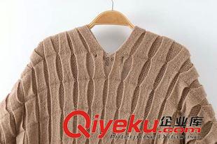 9月26號(hào) 周六上新 TYD歐洲站2015秋冬新款氣質(zhì)中長(zhǎng)款流蘇拼接方格款披肩外套女毛衣原始圖片3