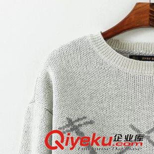 9月25號(hào) 周五上新 JQ歐洲站2015秋季新款個(gè)性拼色圖案提花針織毛衣女長(zhǎng)袖打底針織衫原始圖片2