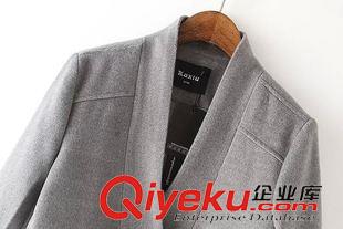 9月24號(hào) 周四上新 KX2015秋冬裝韓版毛呢外套呢子大衣順毛呢純色新款女士中長(zhǎng)款外套原始圖片2