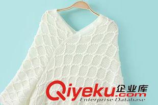 9月8號 周二上新 佳 秋新款2015韓版時尚V領格子披肩斗篷女百搭蝙蝠衫毛衣流蘇外套原始圖片2