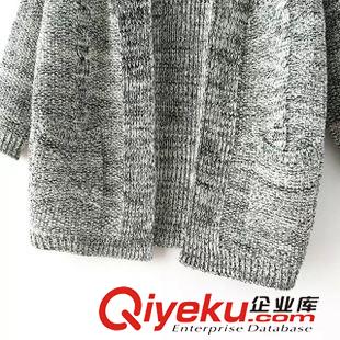 毛衣 FH2015秋冬新款學(xué)院風(fēng)百搭麻花口袋開衫中長款長袖毛衣外套針織衫原始圖片3