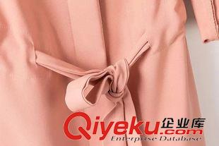 風衣 SB2015秋季新款中長款風衣糖果色外套 歐美風時尚氣質修身風衣原始圖片3