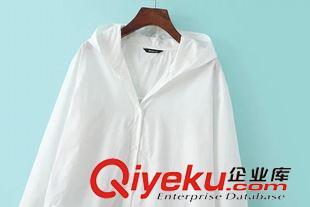 風衣 KK歐美外貿單2015夏季加大碼女裝超薄中長款連帽防曬外套風衣襯衫原始圖片3