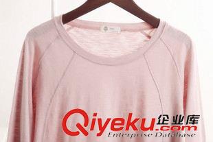 T恤/打底衫 韓國(guó)代購(gòu)純色大版長(zhǎng)袖T恤寬松中長(zhǎng)款蝙蝠衫BF風(fēng)打底衫上衣女秋裝原始圖片2
