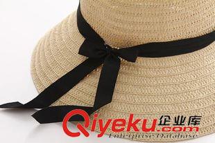 帽子 JN 夏天女式草帽卷邊帽子夏季遮陽時(shí)尚蝴蝶結(jié)韓版大檐盆帽漁夫帽原始圖片3