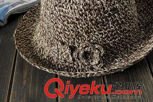 帽子 JN日韓帽子女夏天潮手工編織草帽防曬太陽帽遮陽帽夏季沙灘帽折疊原始圖片2