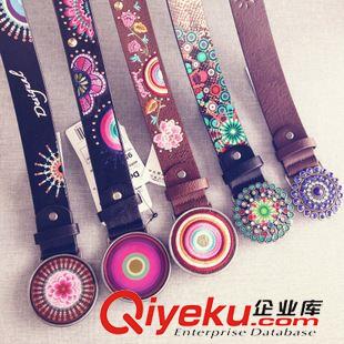 皮帶 日本代購出口外貿(mào)原單刺繡民族風復古頭層牛皮腰帶女zp褲帶皮帶