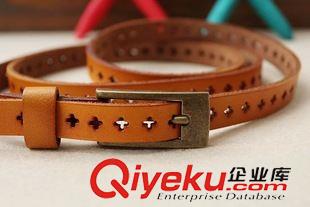 皮帶 JN時(shí)尚簡(jiǎn)約百搭復(fù)古zp棕色細(xì)皮帶女士連衣裙裝飾牛皮細(xì)腰帶夏原始圖片2