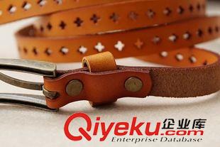 皮帶 JN時(shí)尚簡(jiǎn)約百搭復(fù)古zp棕色細(xì)皮帶女士連衣裙裝飾牛皮細(xì)腰帶夏原始圖片3