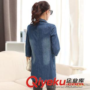 九月第二批 2015秋裝新品 牛仔外套女 中長(zhǎng)款秋季牛仔西裝西服女 批發(fā)