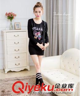 衛(wèi)衣 2015秋裝新款時尚氣質(zhì)蝴蝶花長款T恤潮流逛街修身長款衛(wèi)衣女裝原始圖片2