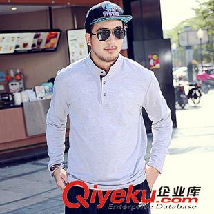 ◆Polo 百搭立領胖子裝男裝2015秋季特新款加肥加大碼肥佬服長袖男式t恤原始圖片2