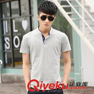 ◆短T 035男裝代理男式短袖T恤個性V領純棉小立領活動支持天天tj貨源