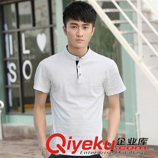 ◆短T 一件代發(fā)招代理15新款男裝修身男式短袖038小衫T恤立領(lǐng)純棉批發(fā)原始圖片2