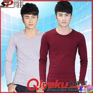 ◆一波+二波 中國風(fēng)復(fù)古男裝2015秋季新款V領(lǐng)長(zhǎng)袖男式T恤立體印花純棉男士t恤