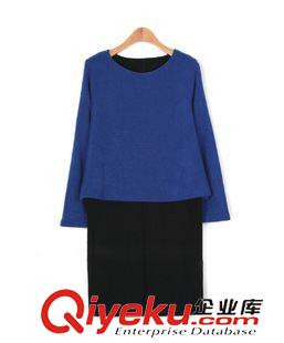 連衣裙/裙套裝 歐美大碼 秋冬新款大碼女裝 胖mm 拼接假兩件顯瘦 連衣裙原始圖片3