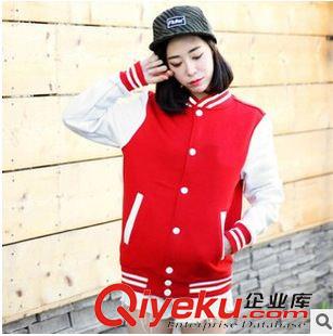女式衛(wèi)衣 廠家直供 奔跑吧兄弟同款純色單排扣 加絨 棒球服 女裝原始圖片3