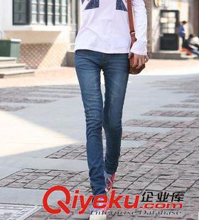 長褲 1414#[風之逐]2012新款中腰長褲鈕釘褲腳女式牛仔褲 藍色牛仔褲原始圖片2