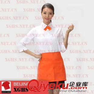 服務員圍裙 【北京新光紅裳】定做餐廳服務員半身系帶圍裙 紅色 雙口袋圍裙原始圖片3