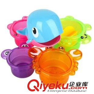 沐浴玩具 {zx1}寶寶夏天洗澡沐浴玩具 可愛戲水新奇海洋沐浴疊疊杯組合四色原始圖片2