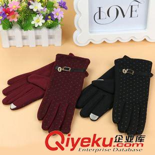 10月3號新品 新款女士不倒絨觸屏手套 冬季包指可愛點(diǎn)點(diǎn)手套 10元店貨源百貨原始圖片2