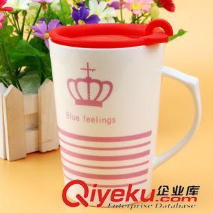 水杯 帶蓋陶瓷杯子創(chuàng)意情侶杯 帶把陶瓷單杯 十元店貨源 地攤百貨批發(fā)原始圖片2